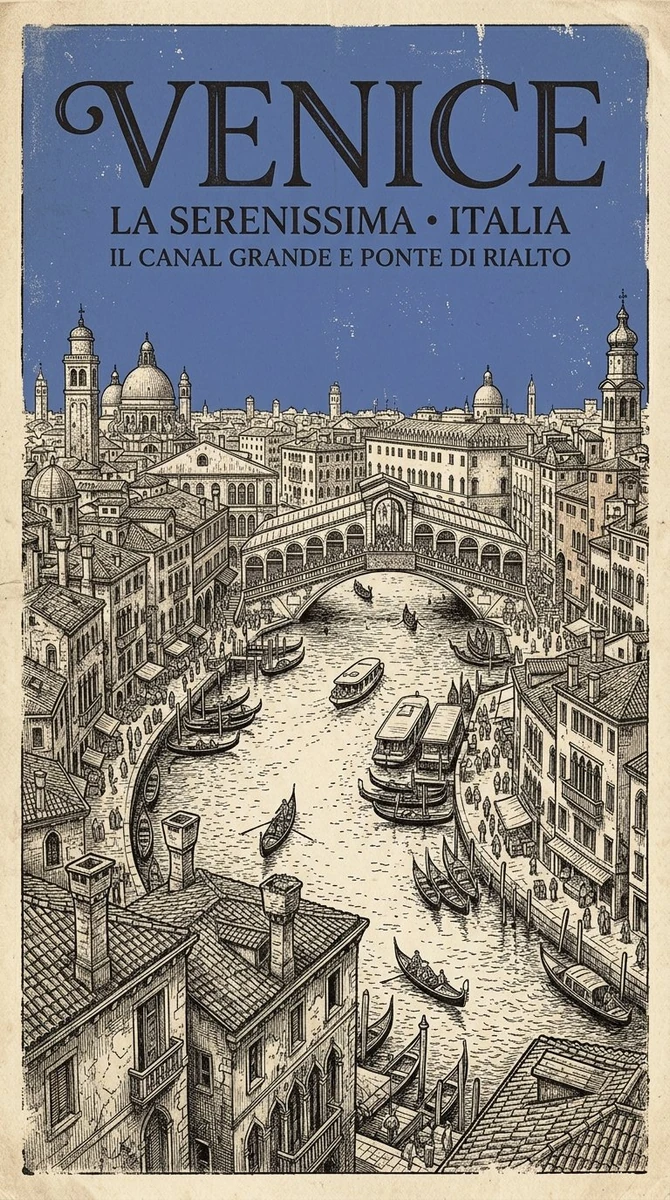 Style should combine vintage 1950s–1960s travel posters, old geography-bo...