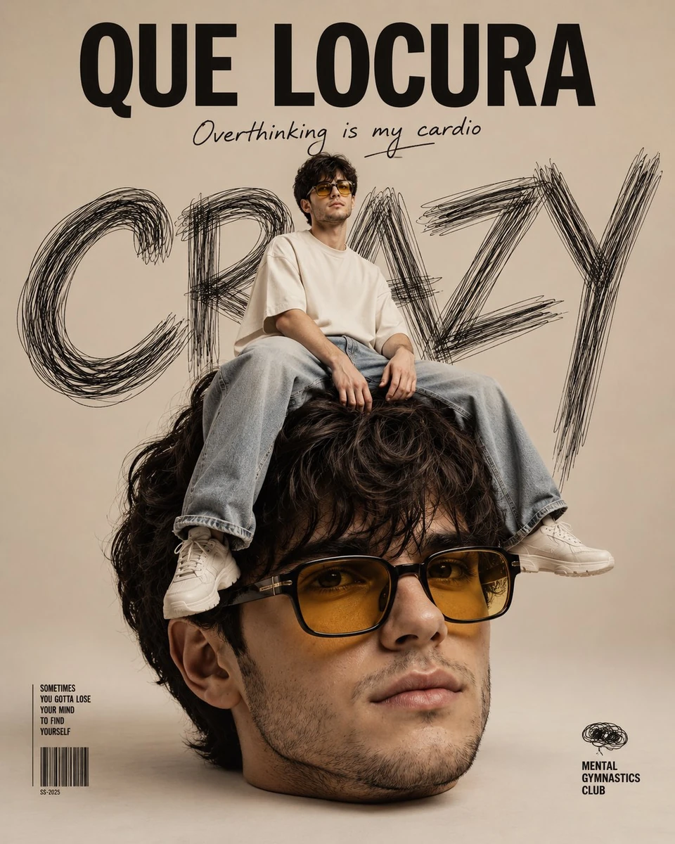 Ultra-creative surreal fashion editorial poster design with a minimalist...