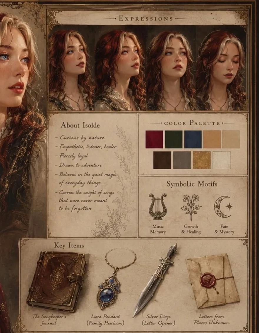 Turn me into an official character sheet based off of these photos. renai...