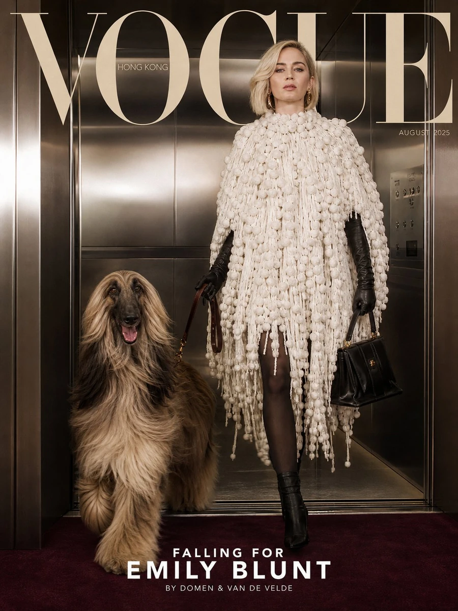 A high-fashion Vogue magazine cover photograph, August 2025 issue, Vogue...