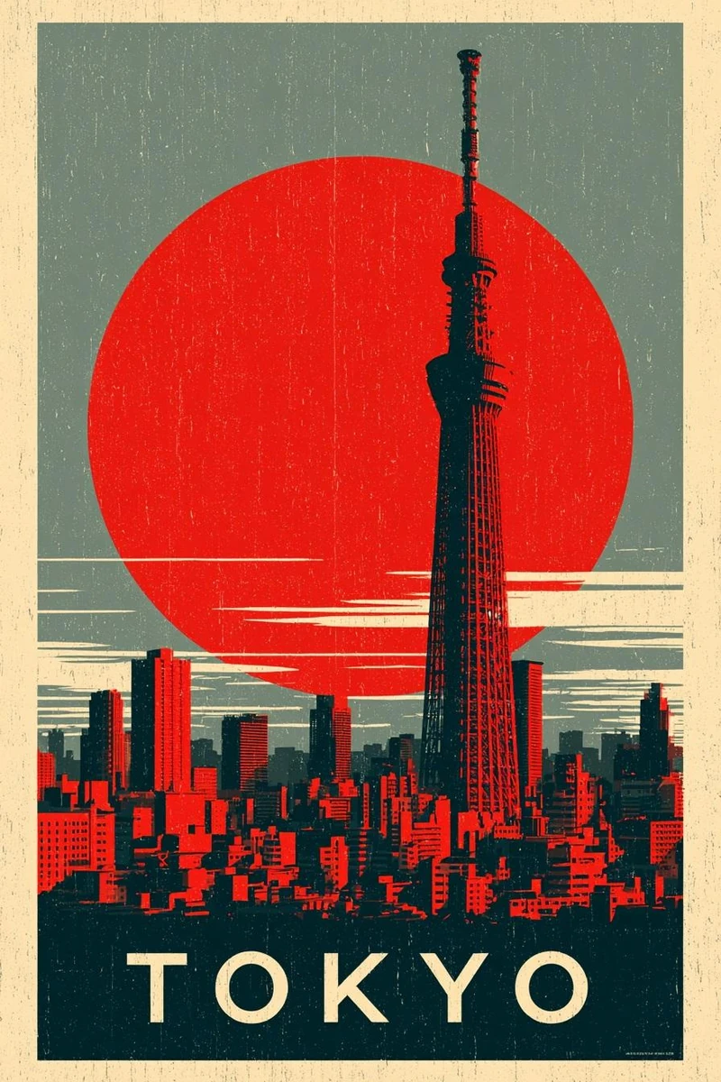 Vintage retro travel poster series featuring iconic world cities and land...
