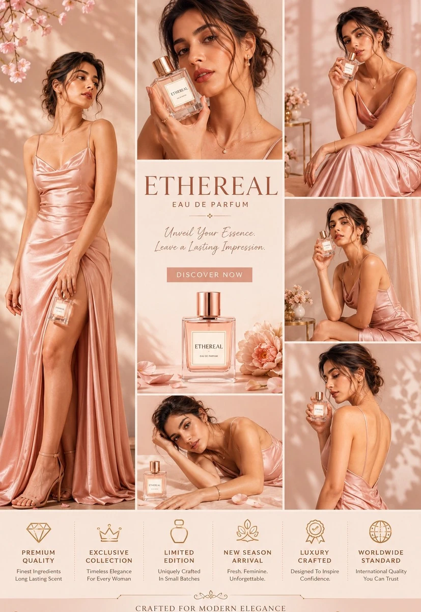 Ultra-premium luxury fashion advertisement collage, 4:5 vertical magazine...